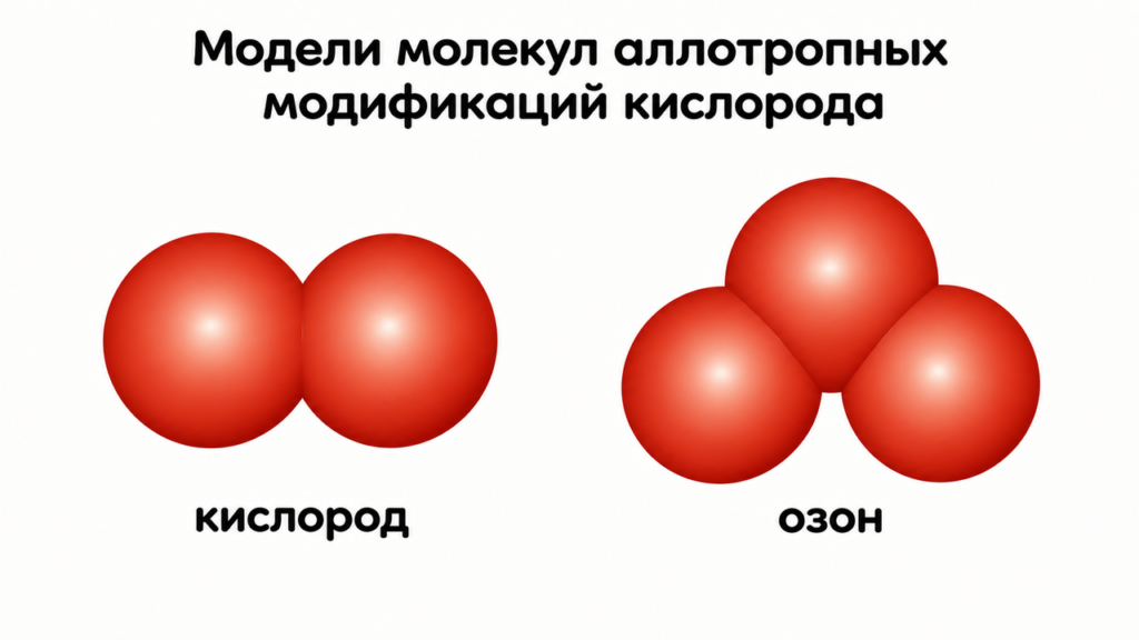 Модели молекул аллотропных модификаций кислорода